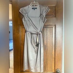 Nine West Taupe Square Neck Belted Dress